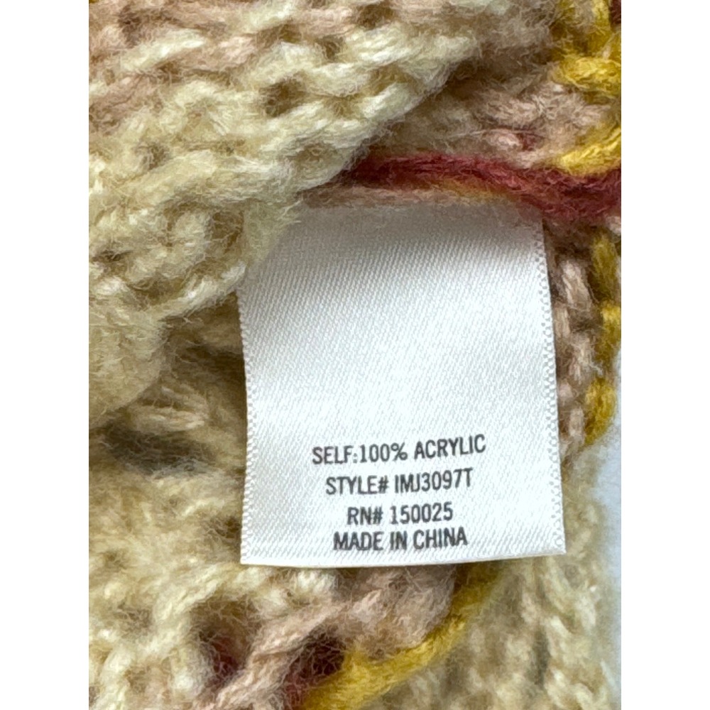Sweater Cream Open Knit Scalloped Hem Stripe Alya Francescas Women Large - Picture 4 of 8